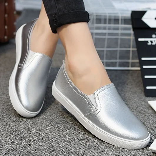 

Silver Shoes Woman Leisure Women's Shoes Student Shoes Single Shoes Flat Bottom