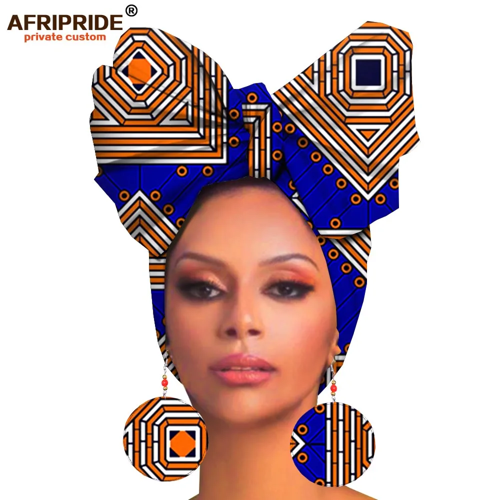 African headwraps and earings for women african head scarf ankara traditional headtie scarf turban print wax AFRIPRIDE A19H008