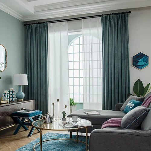 ENHAO плотные бархатные затемненные шторы с высоким затенением для гостиной Роскошные плотные оконные шторы для занавески в спальню на заказ - Цвет: lace blue