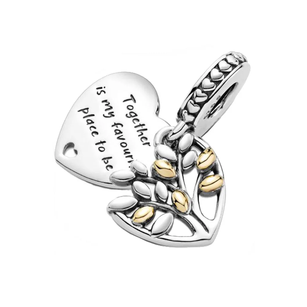 

2020 Winter New 925 Sterling Silver Beads Family Tree Dangle Charm fit Original Pan Bracelet Christmas Jewelry