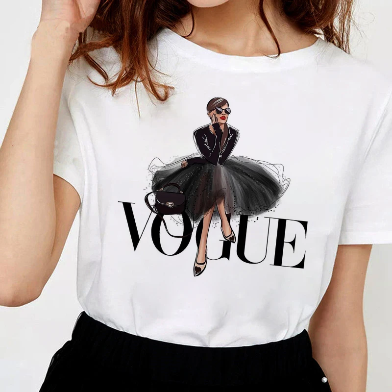 

Womens T Shirt Tops Summer Fashion Plus Size New Female T-shirt Harajuku Vogue Cartoon Beauty Tee Shirt Streetwear Print Tshirts