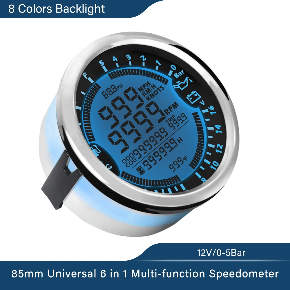 85mm Digital GPS Speedometer Tachometer Oil Pressure Gauge 6 in1 MultiFunction 85mm Digital GPS Speedometer Tachometer Oil Pressure Gauge 6 in1 MultiFunction