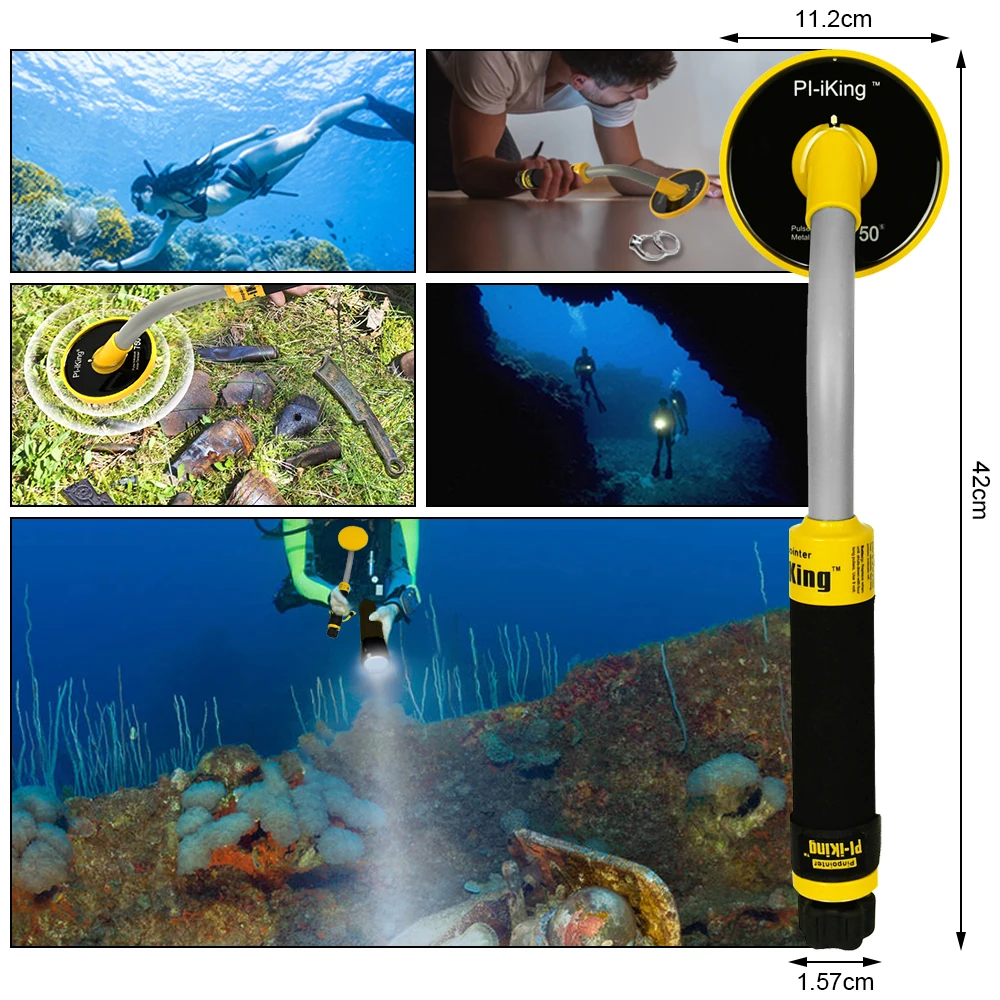 

Pi-Iking 750 30m Pinpointer Pulse Induction PI Underwater Metal Detector Waterproof Metal Finder LED Light Vibration Indication