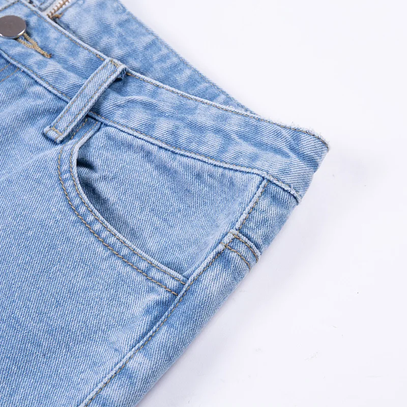 Винтажные женские джинсы, женские джинсы со средней талией, с молнией сзади, светильник, синие повседневные узкие брюки, Корейская уличная одежда, джинсовые штаны
