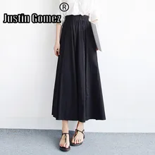 Плюс Размеры комплект пуловер+ кожаная юбка длинная юбка Стильный дизайнерский летний Дамская Повседневная Миди-юбки для Для женщин Обёрточная бумага Повседневное черная юбка