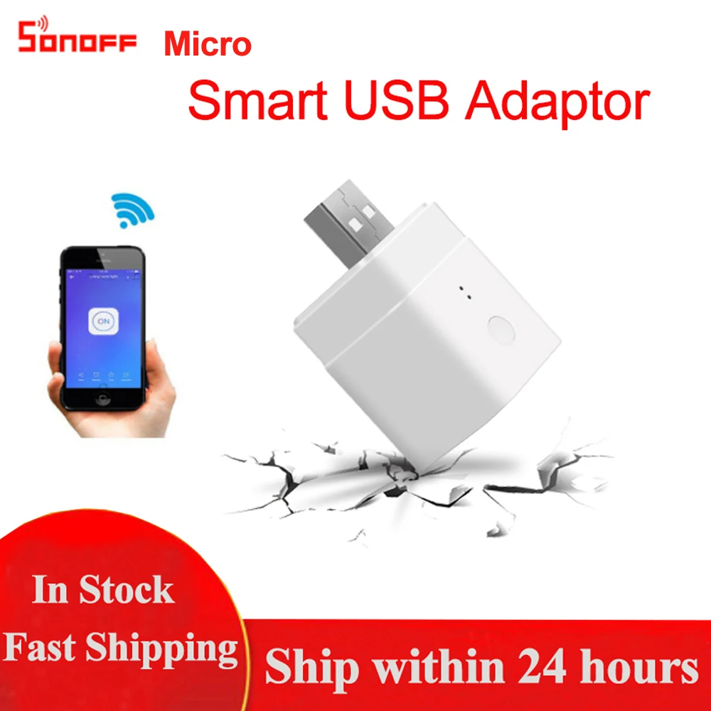 SONOFF микро беспроводной USB умный адаптер 5 в Wifi мини Зарядка пульт дистанционного управления работает с Alexa