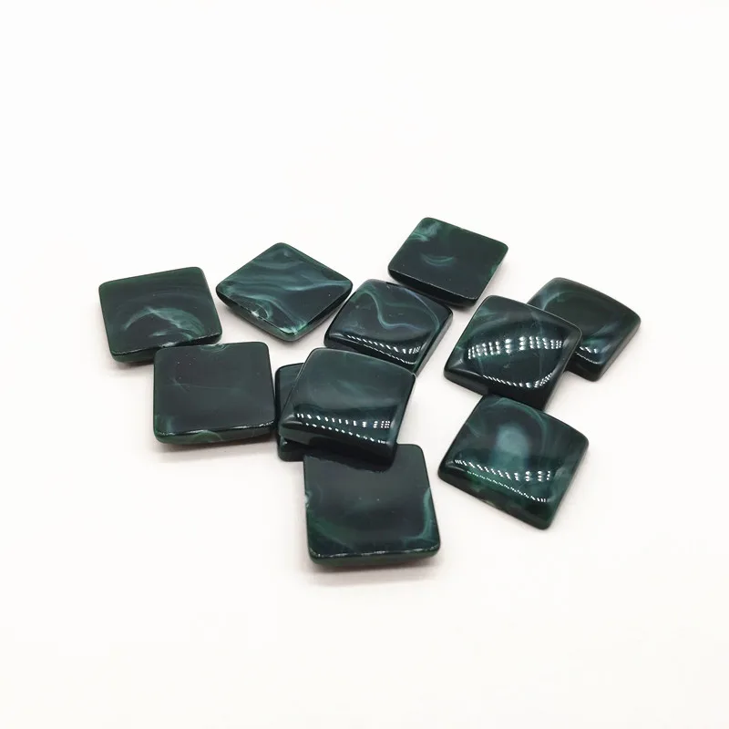 dark green Новое поступление! 17 мм 300 шт Акриловый Мраморный эффект плоская задняя квадратная форма для сережек аксессуары, детали для серег, изготовление ювелирных изделий DIY - Цвет: dark green