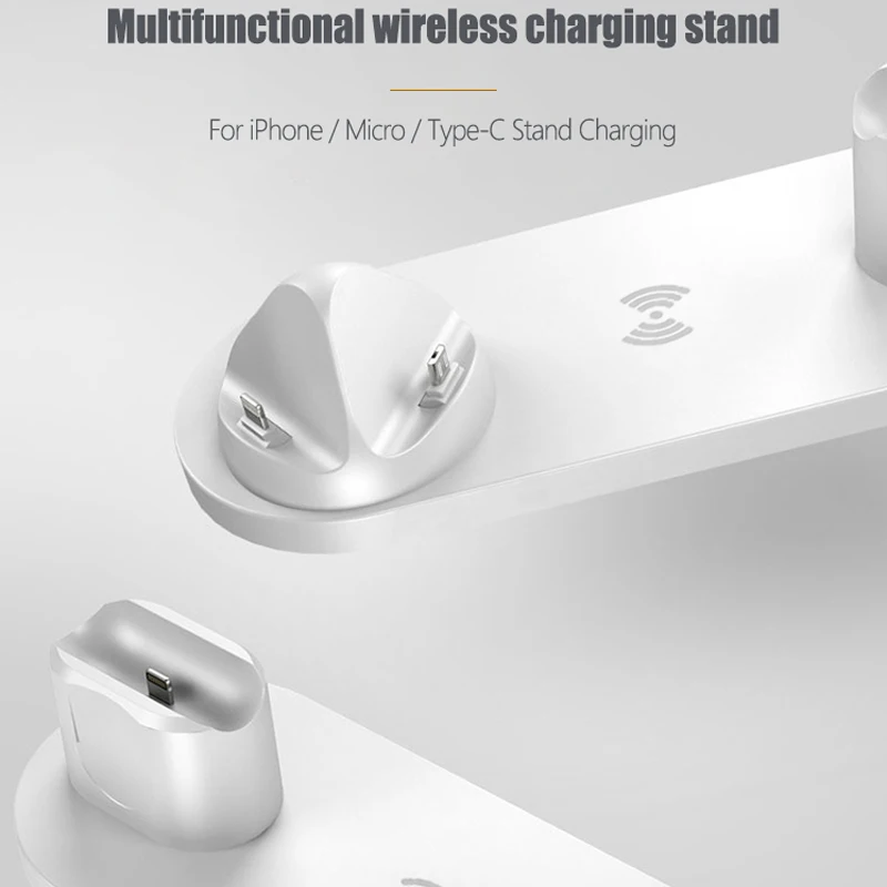 6 in1 10W Wireless Charger Stand Dock for iPhone 11 Pro Xs Max 8 X Fast Wireless Charging for Apple Watch 5 4 3 2 Airpods Pro 2
