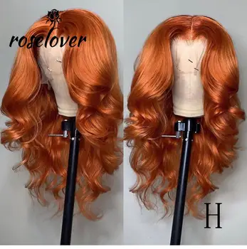 

13*4 Lace Front Human Hair Wigs Pre Plucked Orange Colored HD Transparent Lace Front Wigs Body Wave Remy Brazilian Human Hair