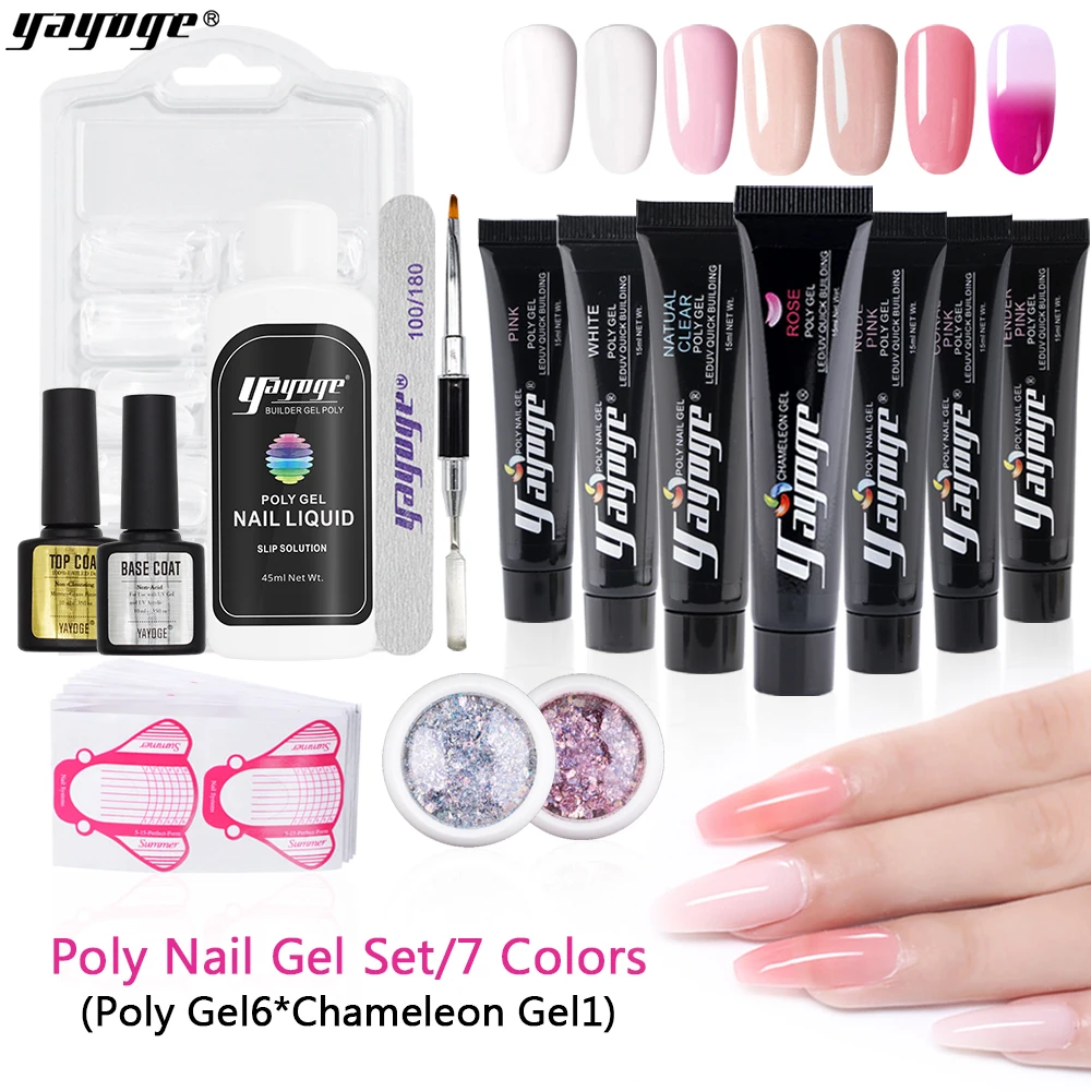 

Yayoge 15g Poly Gel Set Soak Off UV LED Poly Gel Real Quality Fast Dry Builder Gel Long Lasting Temperature Changed Gel