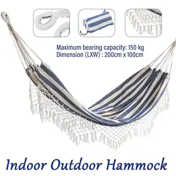 

Striped Portable Leisure Hammock Garden Swing Chair Sleeping Bed Indoor Outdoor Camping Hunting Durable Comfort Swing Hammock