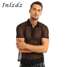 Мужская Сетчатая футболка Lingerue сетчатая летняя майка модные футболки с короткими рукавами футболка с отложным воротником Тонкая сетчатая Прозрачная Футболка Топы