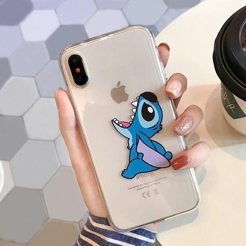 Прозрачный чехол для телефона с забавным стежком из мультфильма для iPhone 11 Pro X XS Max XR 8 7 6 6s Plus, мягкий прозрачный чехол из ТПУ с аниме