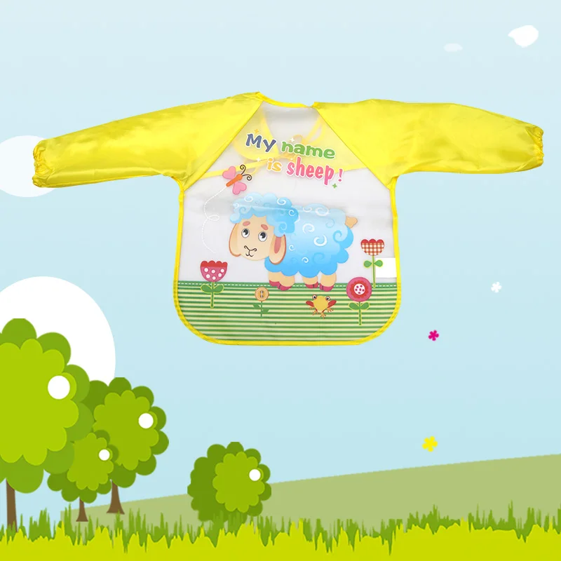Мультяшные Разноцветные детские нагрудники передник с длинными рукавами водонепроницаемые нагрудники для малышей, Слюнявчики для кормления