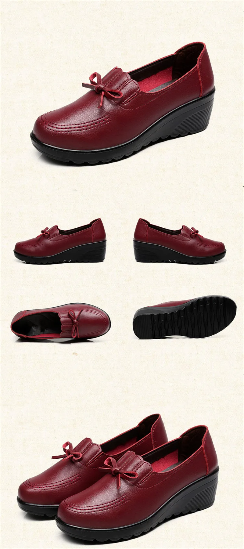 YAERNI autumn new fashion lace-up women high heels shoes woman wedge leather single casual shoes comfortable women pumps 35-41