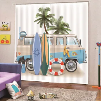 

Vacation bus home decor floral window blackout curtains for living room the bedroom modern tulle for window para la sala