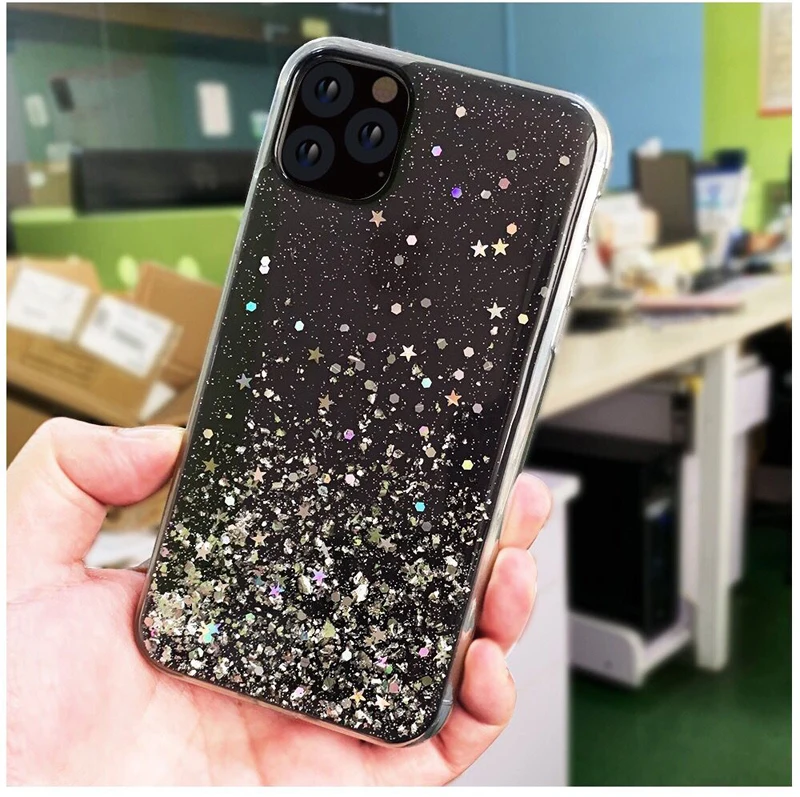 Блестящий блестящий чехол для телефона iphone 11 Pro Max 8 7 Plus 6S X XS Max XR, блестящий прозрачный мягкий чехол для телефона