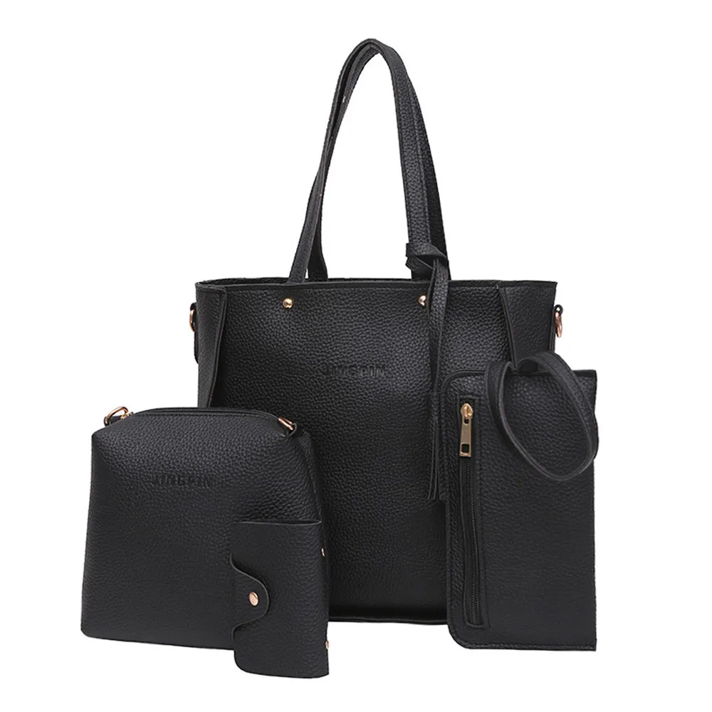 Женский комплект сумочки на ремне из четырех частей сумка-шоппер через плечо кошелек повседневные дорожные сумки для женщин sac основной femme - Цвет: A