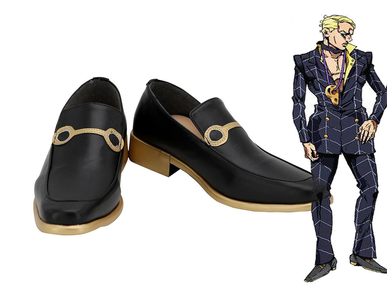 

JoJo's Bizarre Adventure 5 Vento Aureo Prosciutto Cosplay Shoes Black Boots Custom Made Any Size