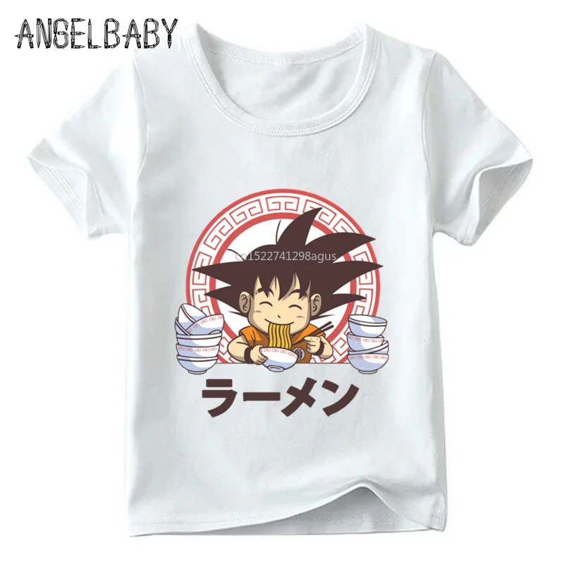 Детская футболка Goku Eat Saiyan Ramen летние футболки для маленьких мальчиков и девочек с