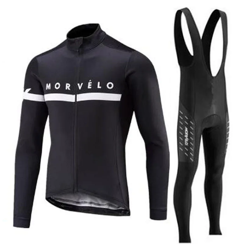 Мужская быстросохнущая велосипедная одежда Morvelo, весна-осень, с длинным рукавом, для велоспорта, Джерси, 9D, гелевая подкладка, велосипедные штаны, набор, Ropa Ciclismo