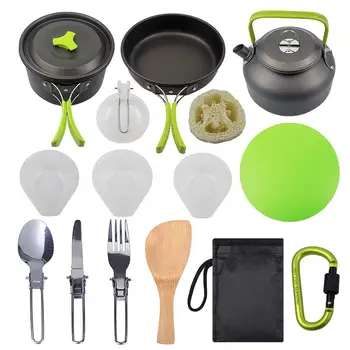 

16PCS New Outdoor Camping Pot Set Portable Teapot Package Kettle Set Outdoor Picnic Cooking Accessories Kettle Cooking Utensils