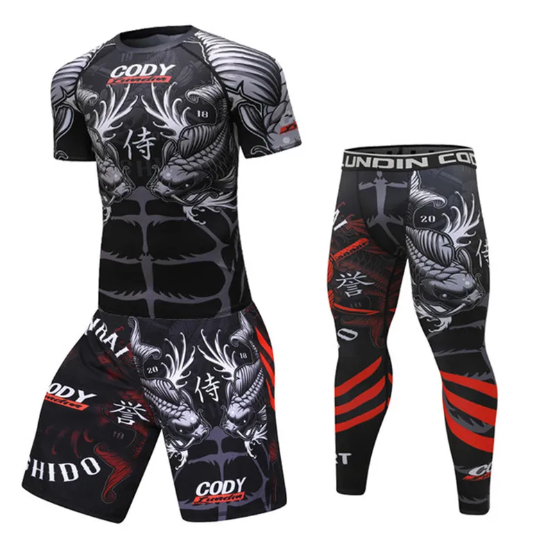Sports Apparel Men Boxing Set MMA Kickboxing Sets Compression Jerseys