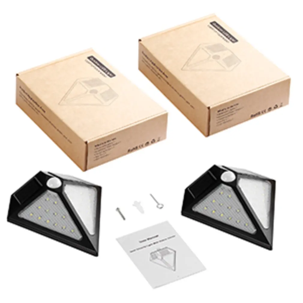 

2 pcs 24LED Solar Powered Energy-saving Waterproof Solar Security Triangle Wall Lamp with Motion Sensor for Outdoor