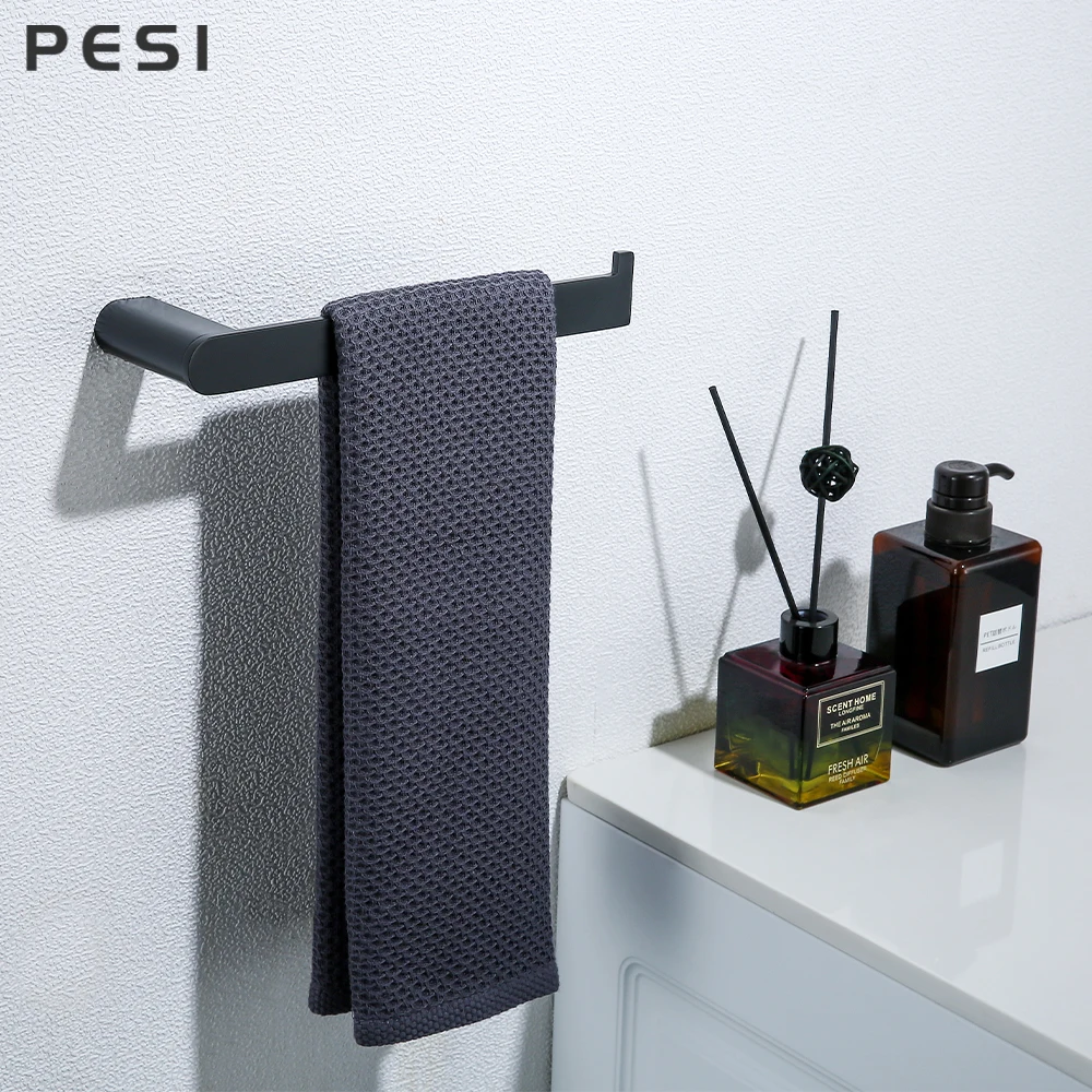 Bathroom Hardware Set Black Robe Hook Towel Rail Bar Rack Bar Shelf Tissue Paper Holder Toothbrush Holder Bathroom Accessories