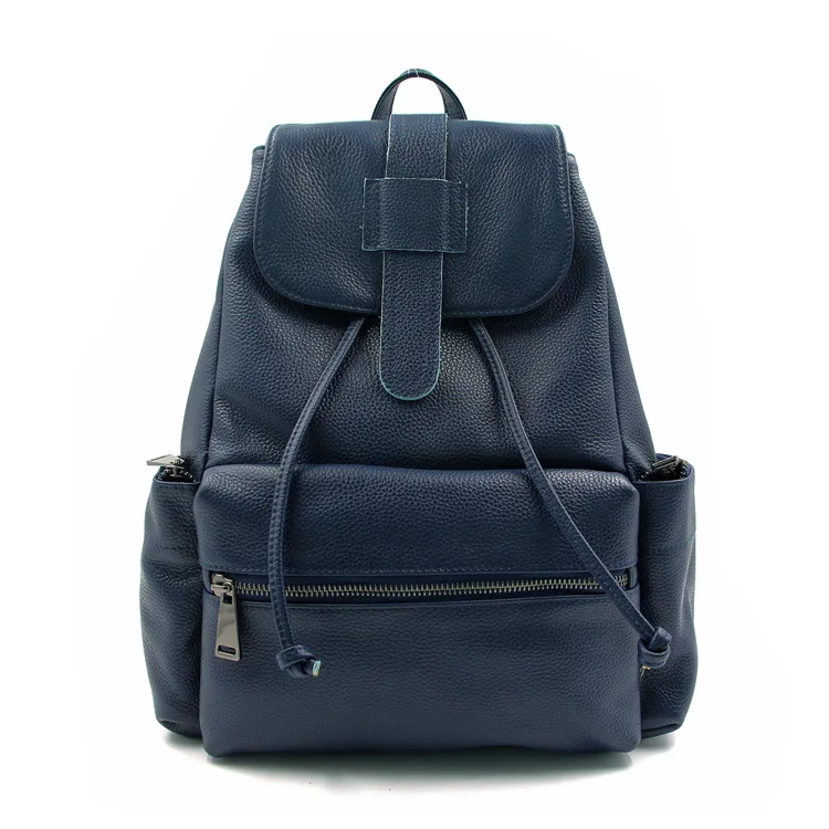 Бренд GO-LUCK, новинка, повседневный рюкзак из натуральной кожи для мужчин и женщин, дорожная сумка, Женские повседневные рюкзаки, школьные сумки - Цвет: Blue