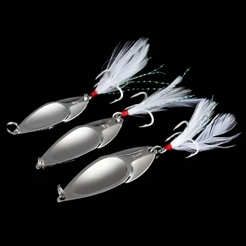 

1pcs Gold silver Metal Spinner Spoon Fishing Lure 10g 15g 20g Artificial Hard Baits Trout Pike Pesca Feather Treble Hook Tackle