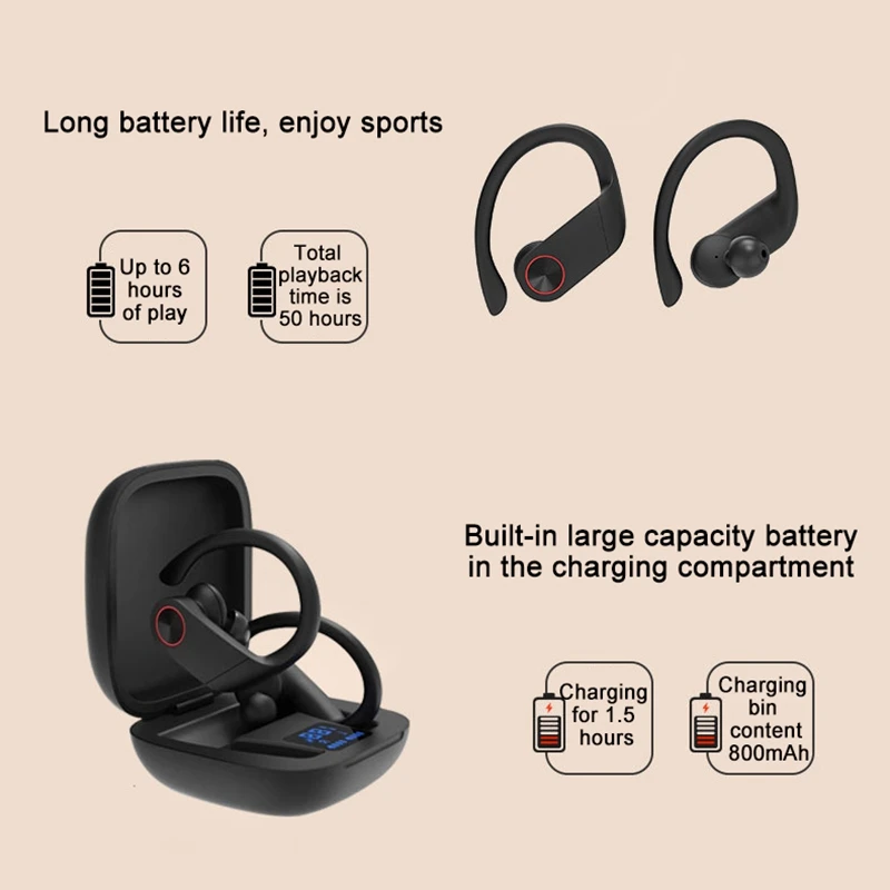 V6 TWS Bluetooth 5,0 Наушники Беспроводные спортивные наушники Handsfree управление шумоподавлением Наушники стерео гарнитура