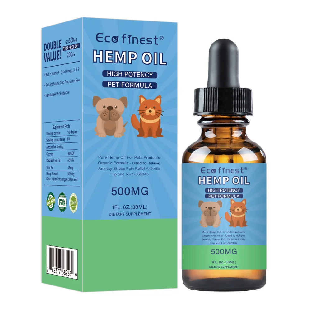 500MG Конопляное масло для собак кошек снятие стресса боль органическое конопляное масло Спа массажное масло для домашних животных 30 мл - Цвет: 500MG