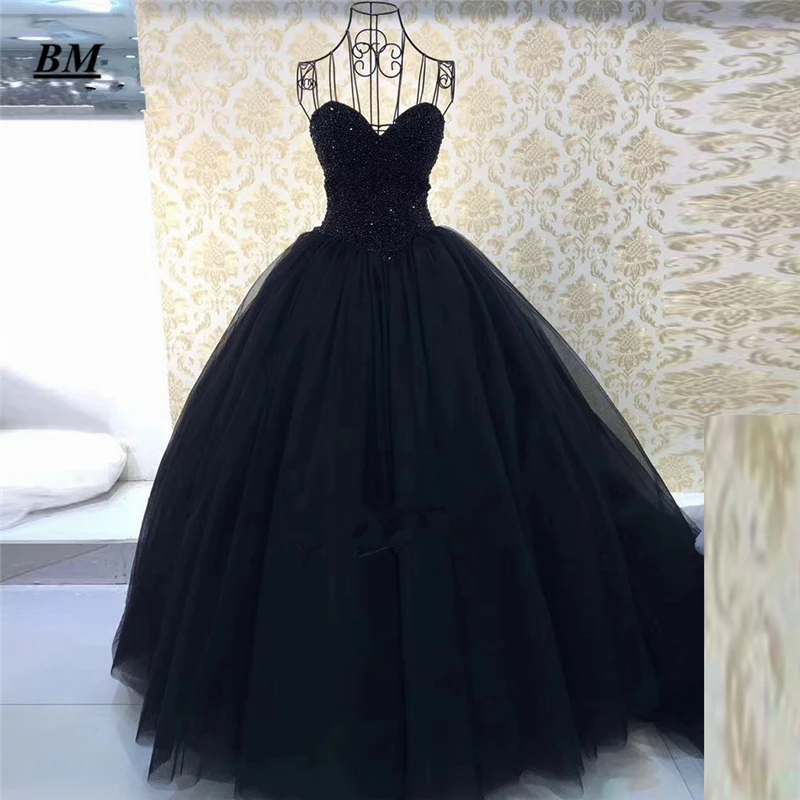 Новые черные платья Бальные платья вечернее платье с бисером милые 16 Платья вечерние платья для выпускного вечера Vestido De 15 Anos BM135