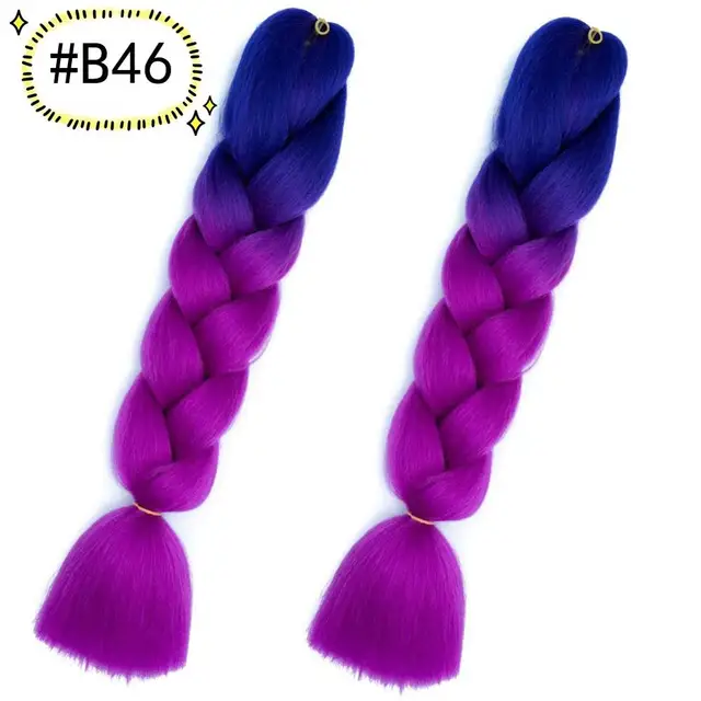 Jumbo Braiding Hair Extensions Kanekalon Braiding Hair 24 Inch Ombre Multiple Tone Colored Synthetic Hair for Women B46