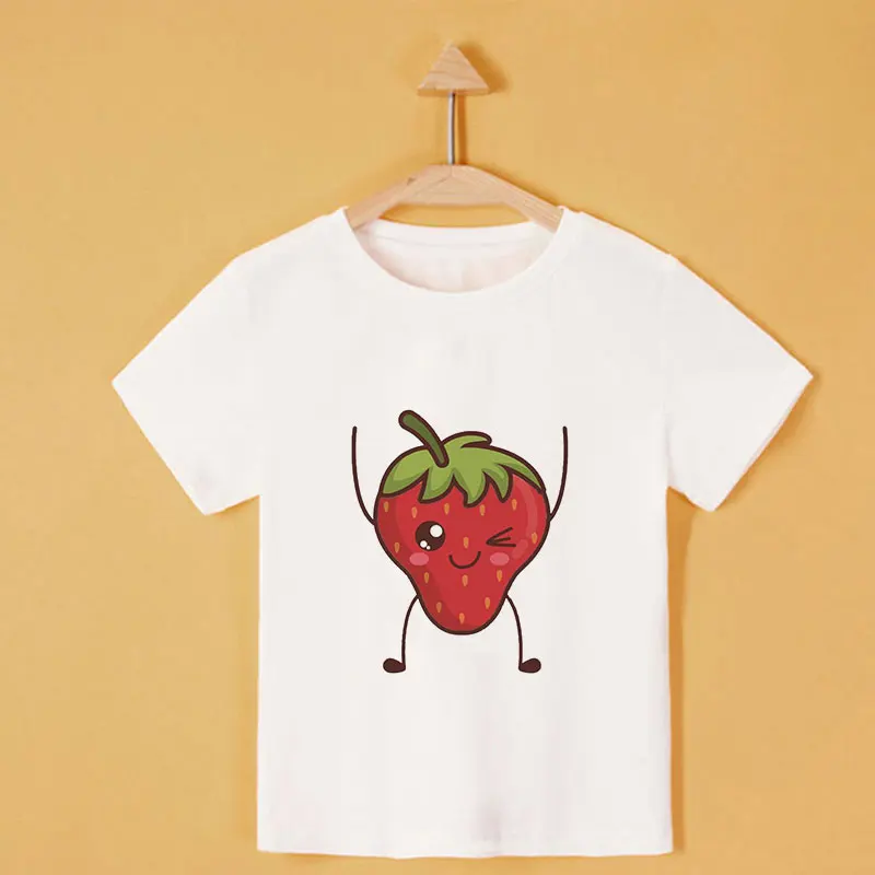 Новинка; Kawaii; футболки для мальчиков с рисунком авокадо, манго, арбуза; рубашка для маленьких детей; футболка с короткими рукавами; милая детская футболка для девочек