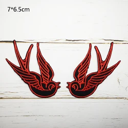 Phenix Birds Elegant Embroidered Appliques in Azure Blue and Pink Gold (Black Swallow)