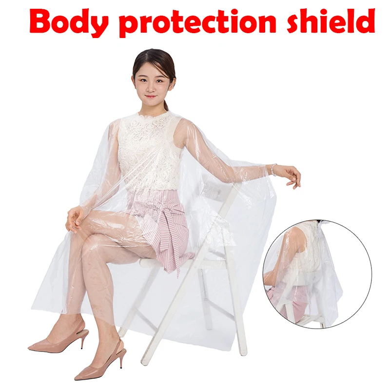 

100 Pcs Disposable Hairdressing Capes Waterproof Cloth Gown Barber Cape Hair Cutting Apron Transparent Body Protection Shield
