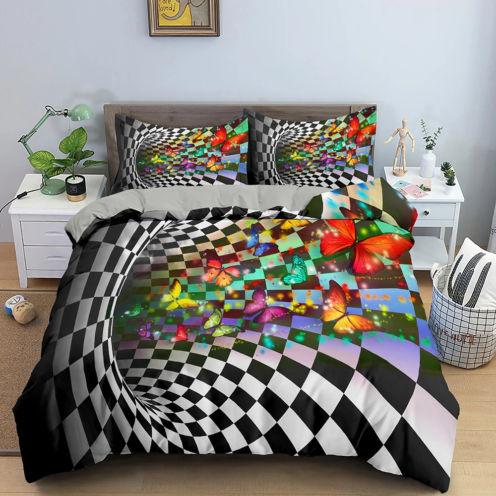 New Fashion 3D Duvet Cover with Pillow Case 3D Bedding Sets 3D Dense Hole Pattern 2/3Pcs Duvet Cover Set