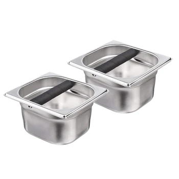 

2 Piece Coffee Knock Box, Recessed Counter Top Knock Box with Bottom, Stainless Steel Espresso Knock Box