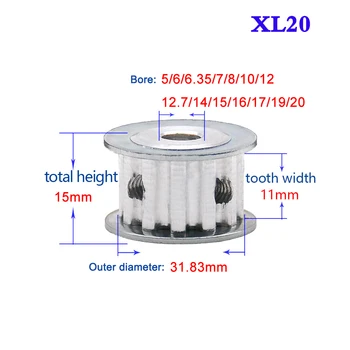 

1Pcs XL 20 Tooth 22 Tooth Synchronous Wheel Bore 5-20mm Timing Belt Pulley Transmission Wheel Width 11mm