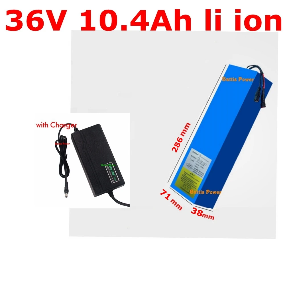 customize 36v 10.4ah lithium ion battery 10ah li ion battery BMS for 500W 350w bike wheelbarrow scooter+ 2A Charger