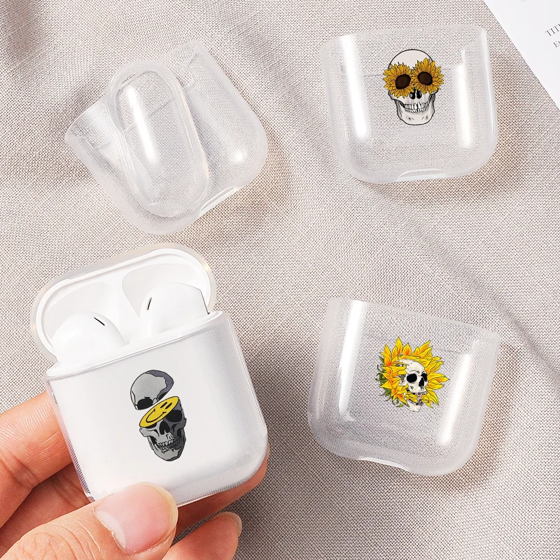 

Fashion Retro Skull For Apple Airpods1/2 Case Luxury Transparent Bluetooth Headphone Protective Case for Airpods Soft Cases