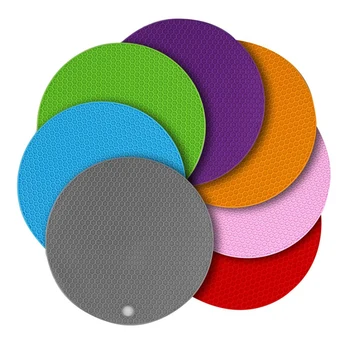

7 Inch Silicone Mat, Hot Pot Mat, Multifunction Cellular Silicone Hot Pad, Non-Slip Silicone Insulation Mat, 7 Packs