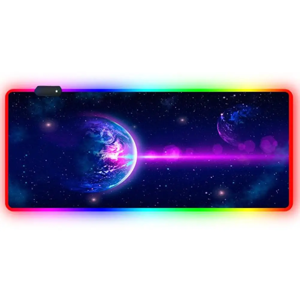 Большой коврик для мыши карта мира аниме светящийся RGB светодиодный настольный