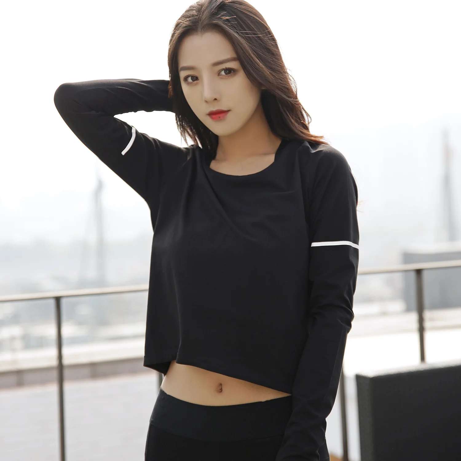

Autumn New Yoga Exercise Suit Loose Sports Shirt Long Sleeve Breathable Slim Running Quick Dry Clothes
