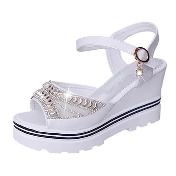 

Spring and Summer New Fashion Ladies Sandals Women Summer Pumps Platform Sandal Roman Wedges Crystal Peep Toe Sandals #1221