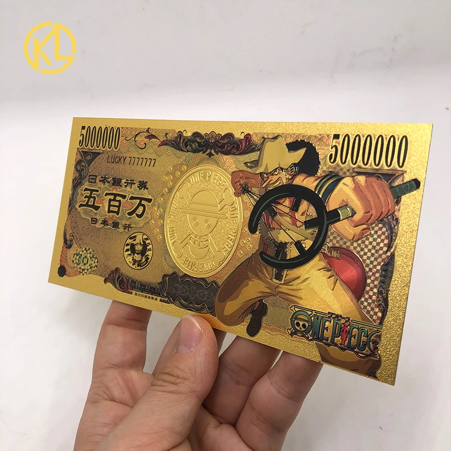 new 5 pcs Japanese Anime dragon ball Z Gold color Banknote for nice gift 