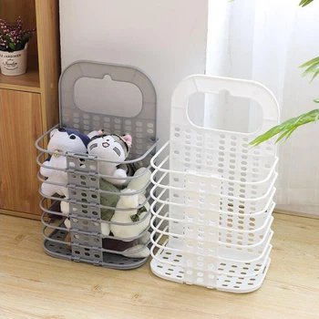 

Foldable Wall Mount Dirty Clothes Storage Hangable Basket Floor-standing Laundry Storage Basket With Hook Toy Sundries Organizer