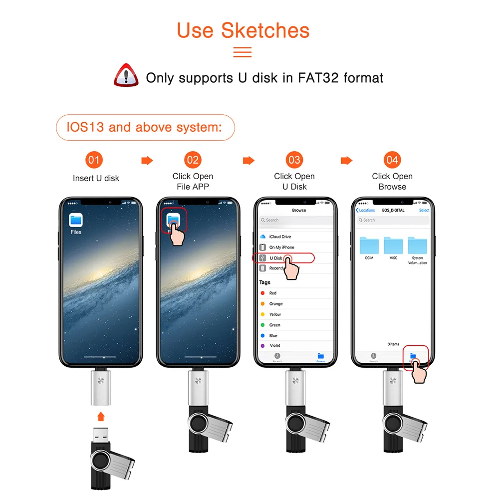 Адаптер OTG для lightning USB iPhone 7 8 6 5 S Plus X 10 11 конвертер iPad iOS 13 кабель подключения камеры